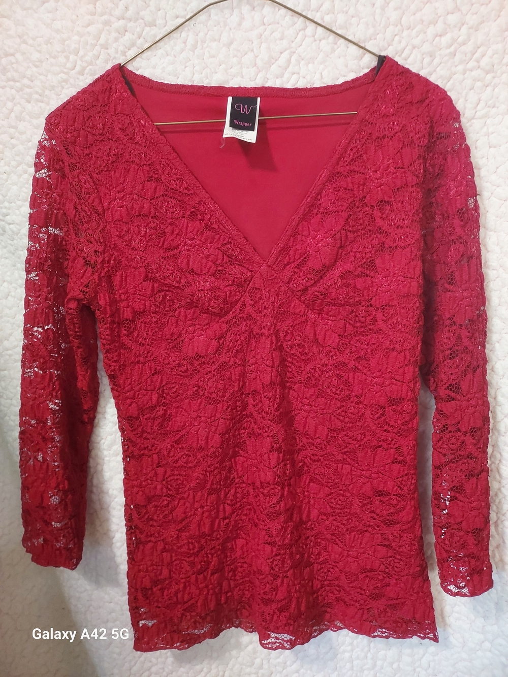 Wrapper Bright Red Women's Top with Pink Logo Tag